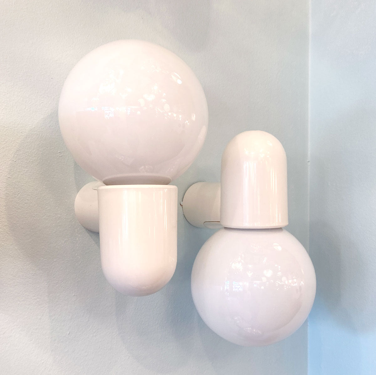 ALIBERT / 1980's Plastic & Glass Wall Sconce Lights