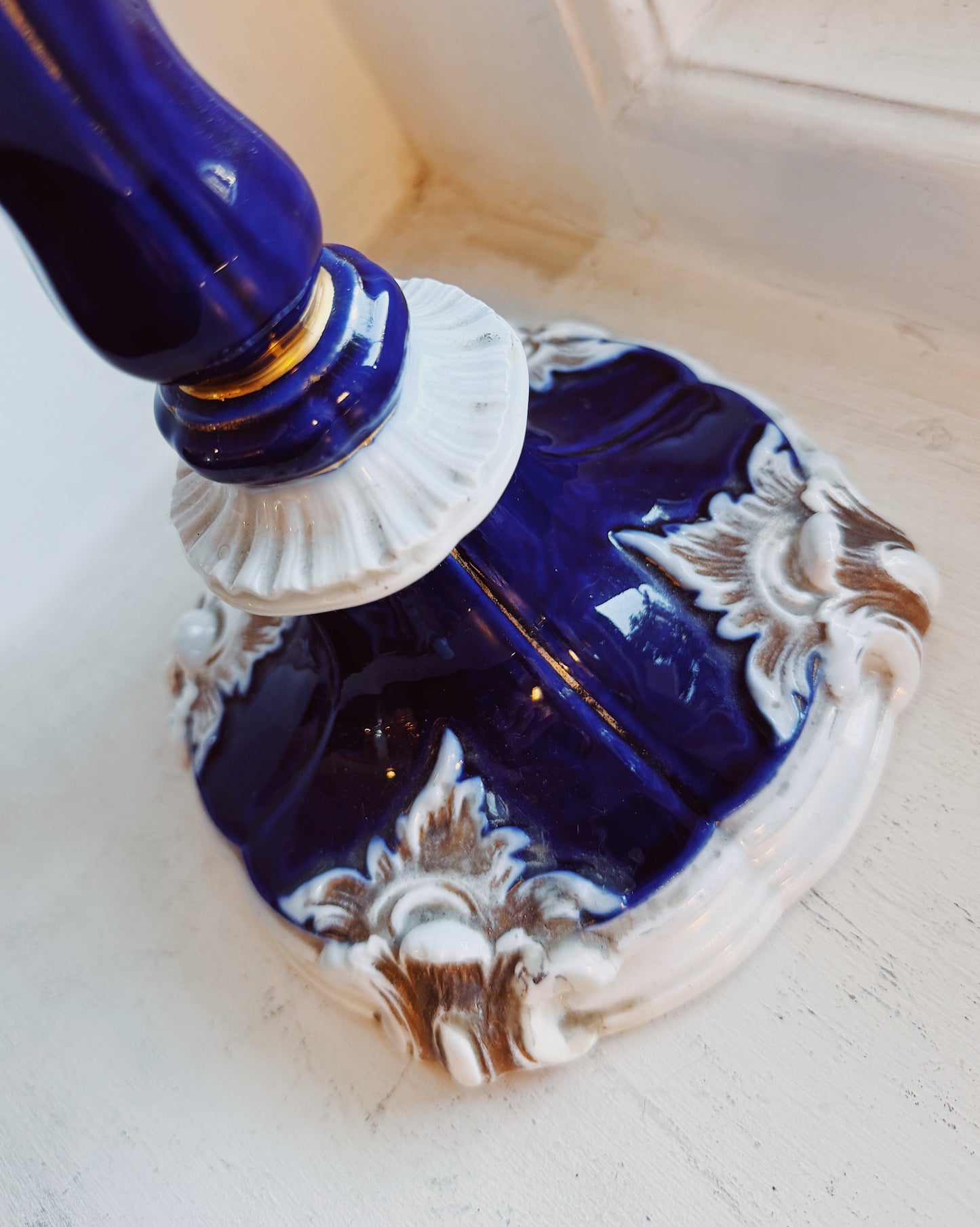 MEISSEN / 19th Century Antique German Porcelain Candlestick