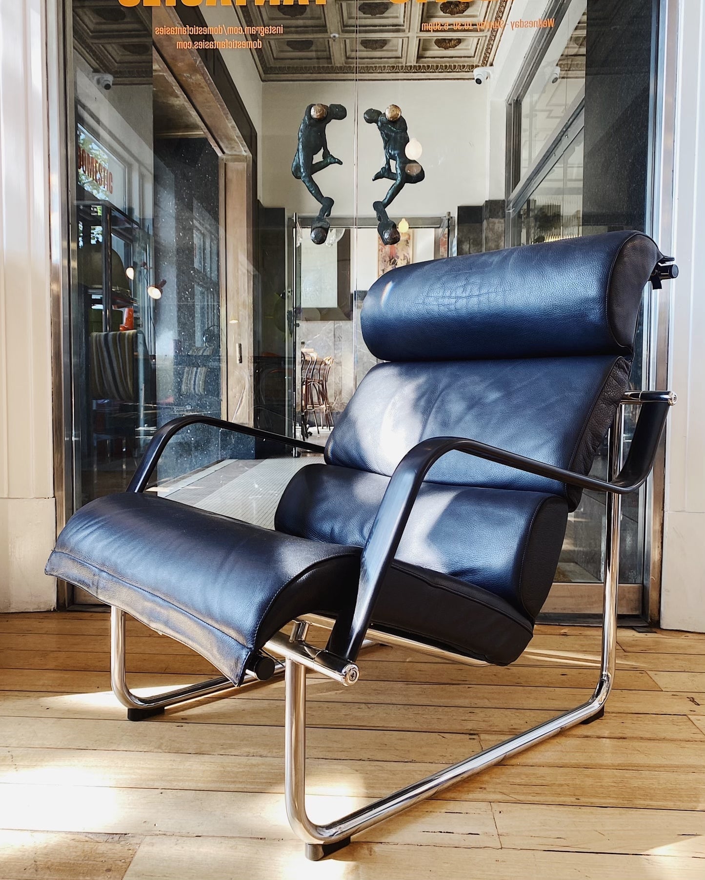 YRJÖ KUKKAPURO / 1970’s Remmi Black Leather Lounge chair + Ottoman