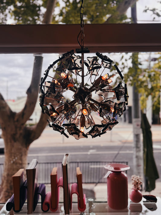 FONTANA ARTE / Vintage 1970s Smoky Glass Sputnik Chandelier