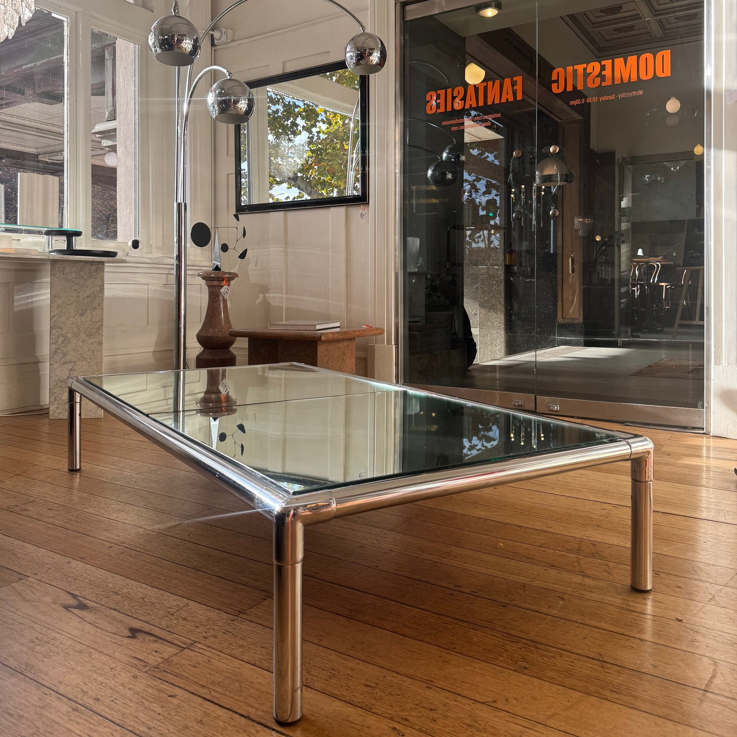 VINTAGE / Tubular Chrome XL Cocktail/Coffee Table