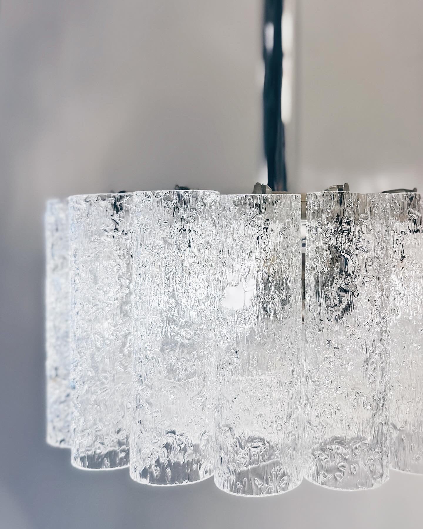 DORIA LEUCHTEN / German 1960s Single Tier Glass Tube Chandelier