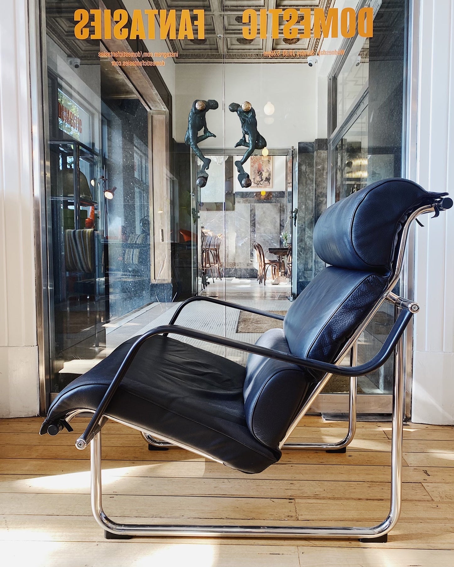 YRJÖ KUKKAPURO / 1970’s Remmi Black Leather Lounge chair + Ottoman
