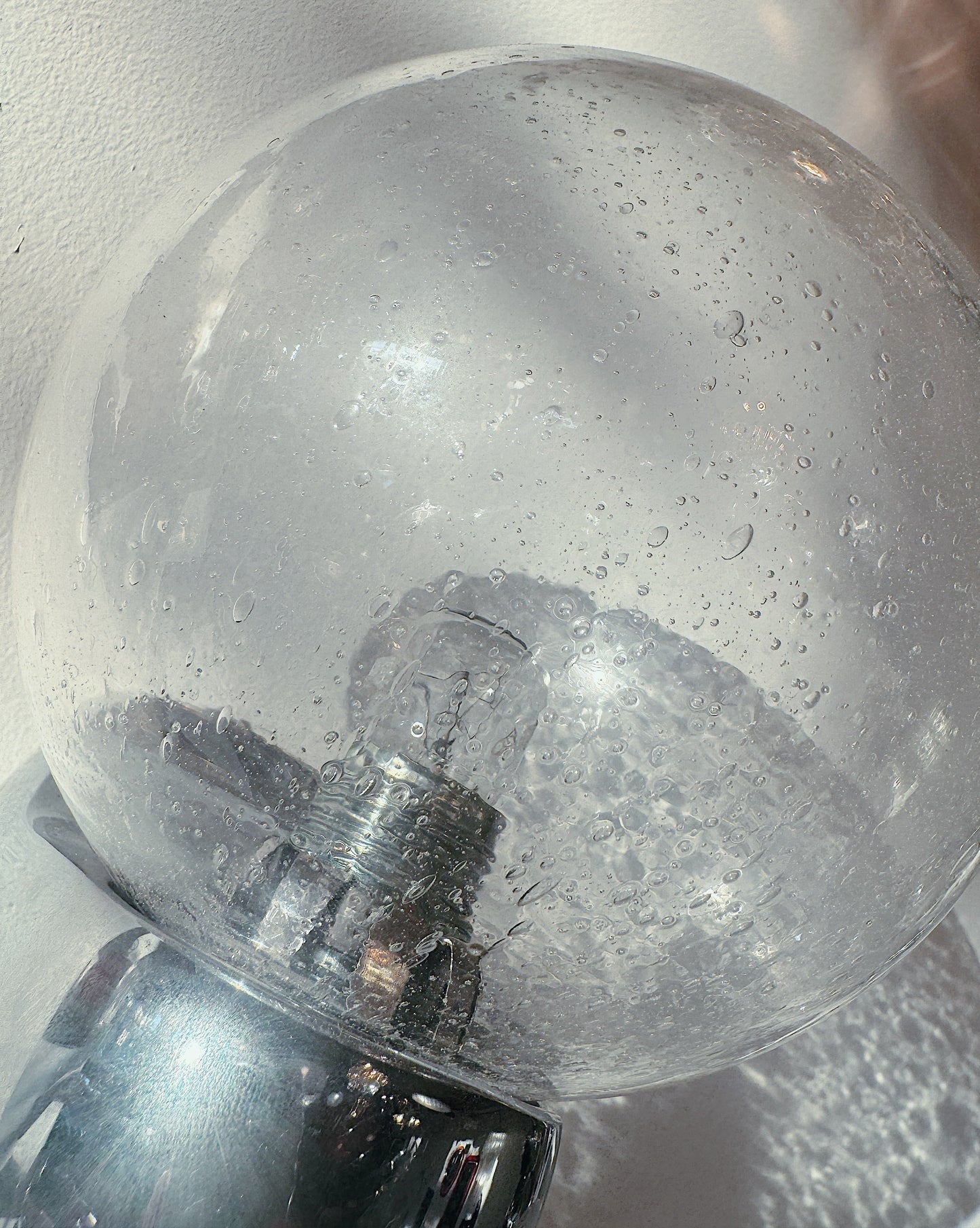 SPACE AGE / Pair of Doria Chrome & Bubbled Glass Wall Lights by Karl Lenz