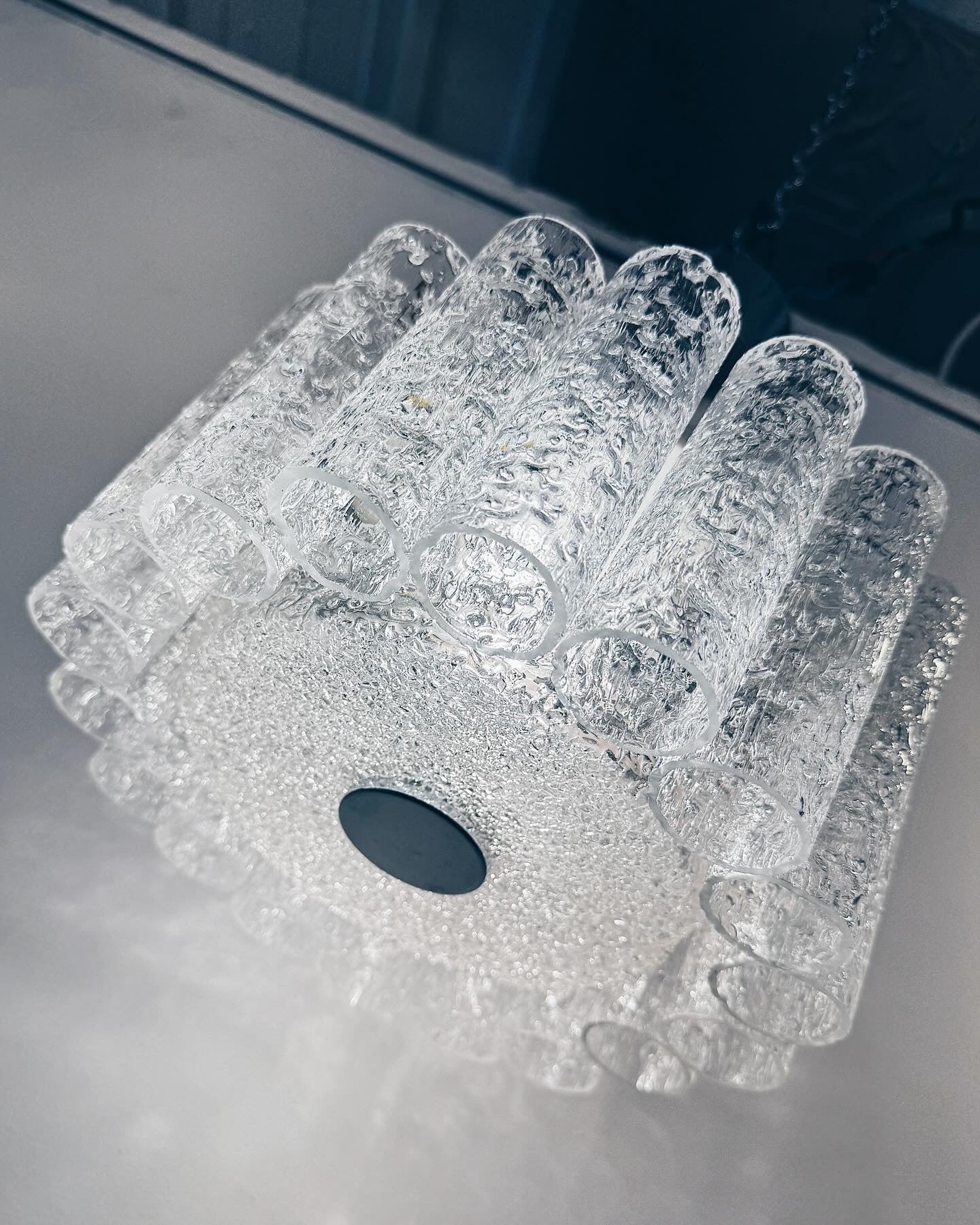 DORIA LEUCHTEN / German 1960s Single Tier Glass Tube Chandelier