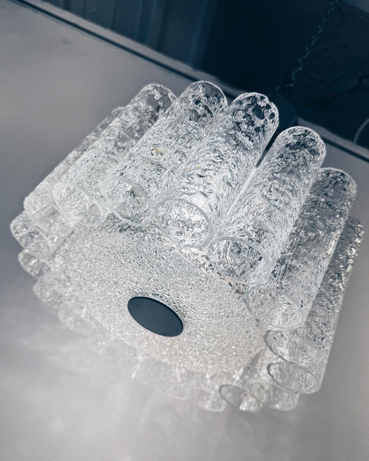 DORIA LEUCHTEN / German 1960s Single Tier Glass Tube Chandelier