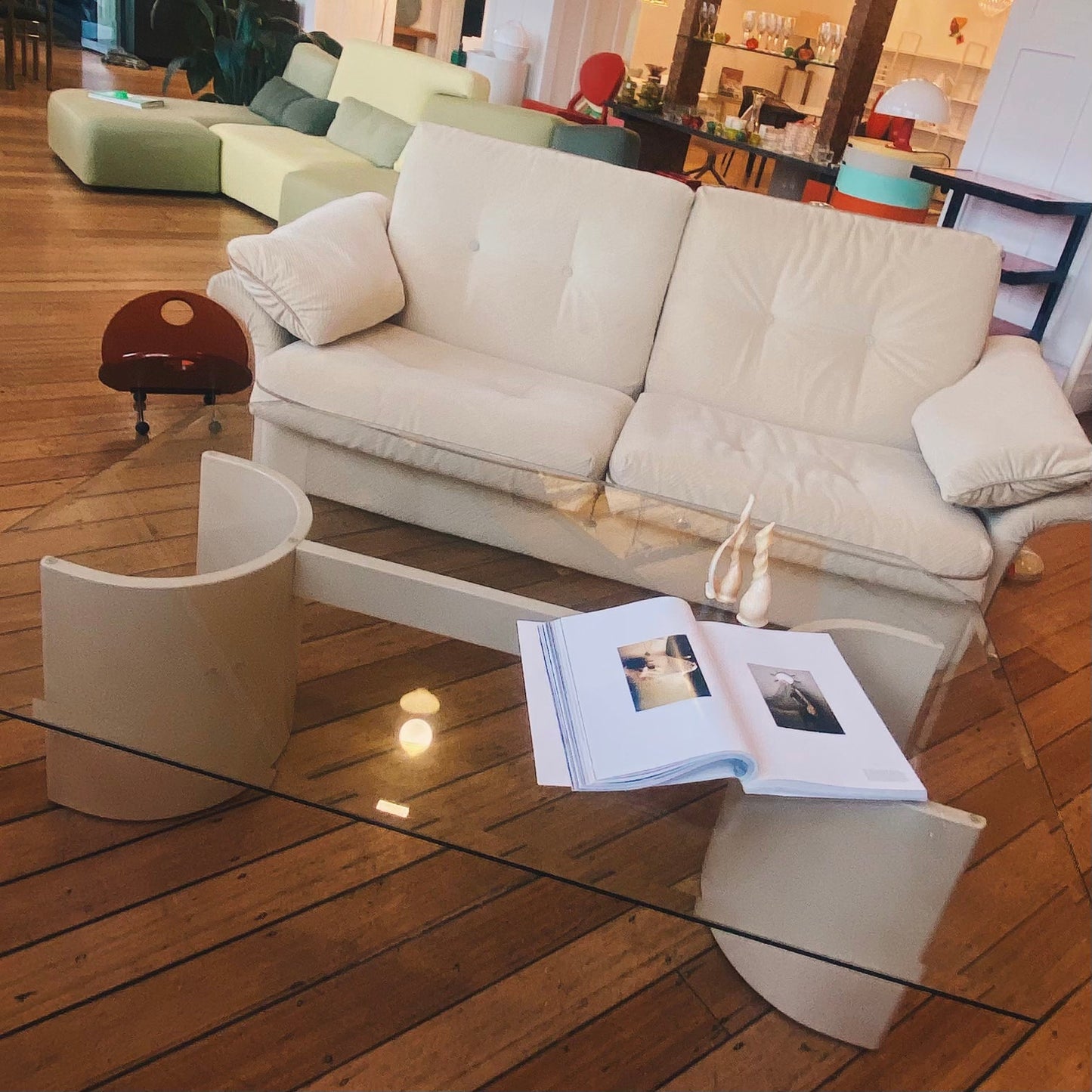 FANTASY #362/ Atlantis 1970s Cream Tiger Rib Two Seater Sofa
