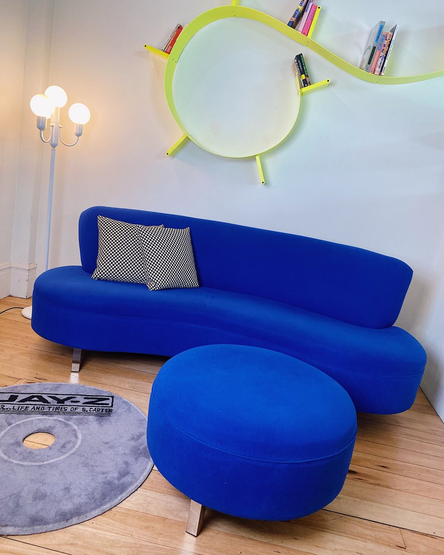 FANTASY #425 / Curved Cobalt Blue Cloud Sofa + Ottoman