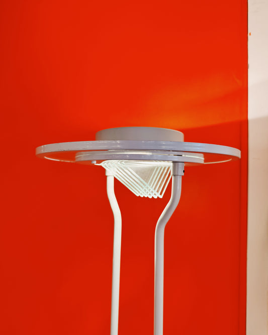 POST MODERN / Vintage Uplighter Floor Lamp - White