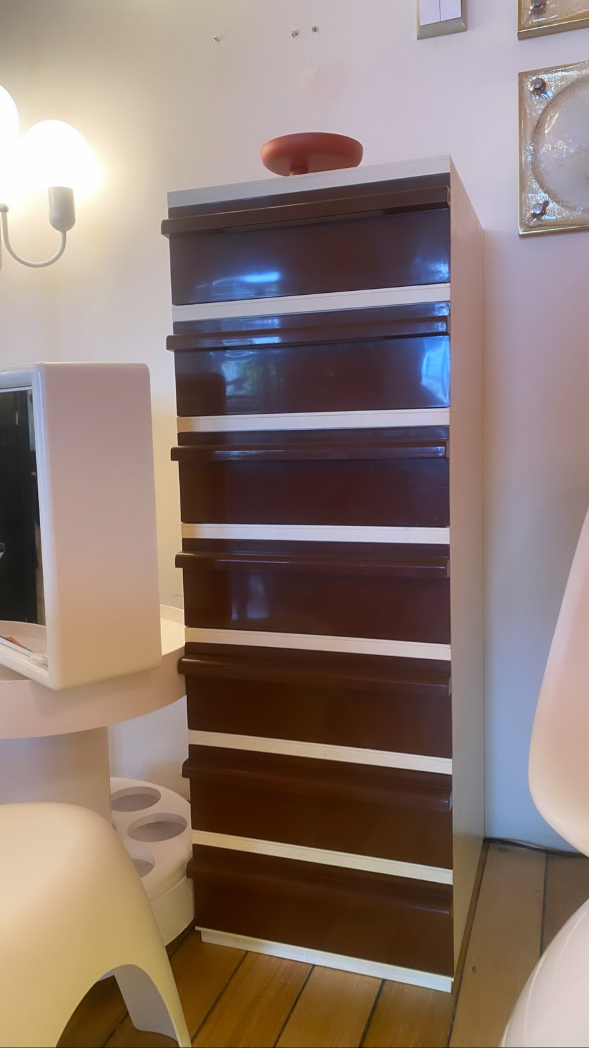 CAPRI / 1970s Cream + Chocolate Modular Stacking Drawers