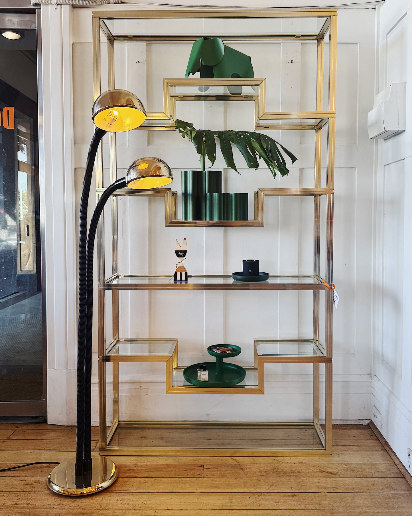 OSLO Aust. / 1970s Gold Gooseneck Floor Lamp