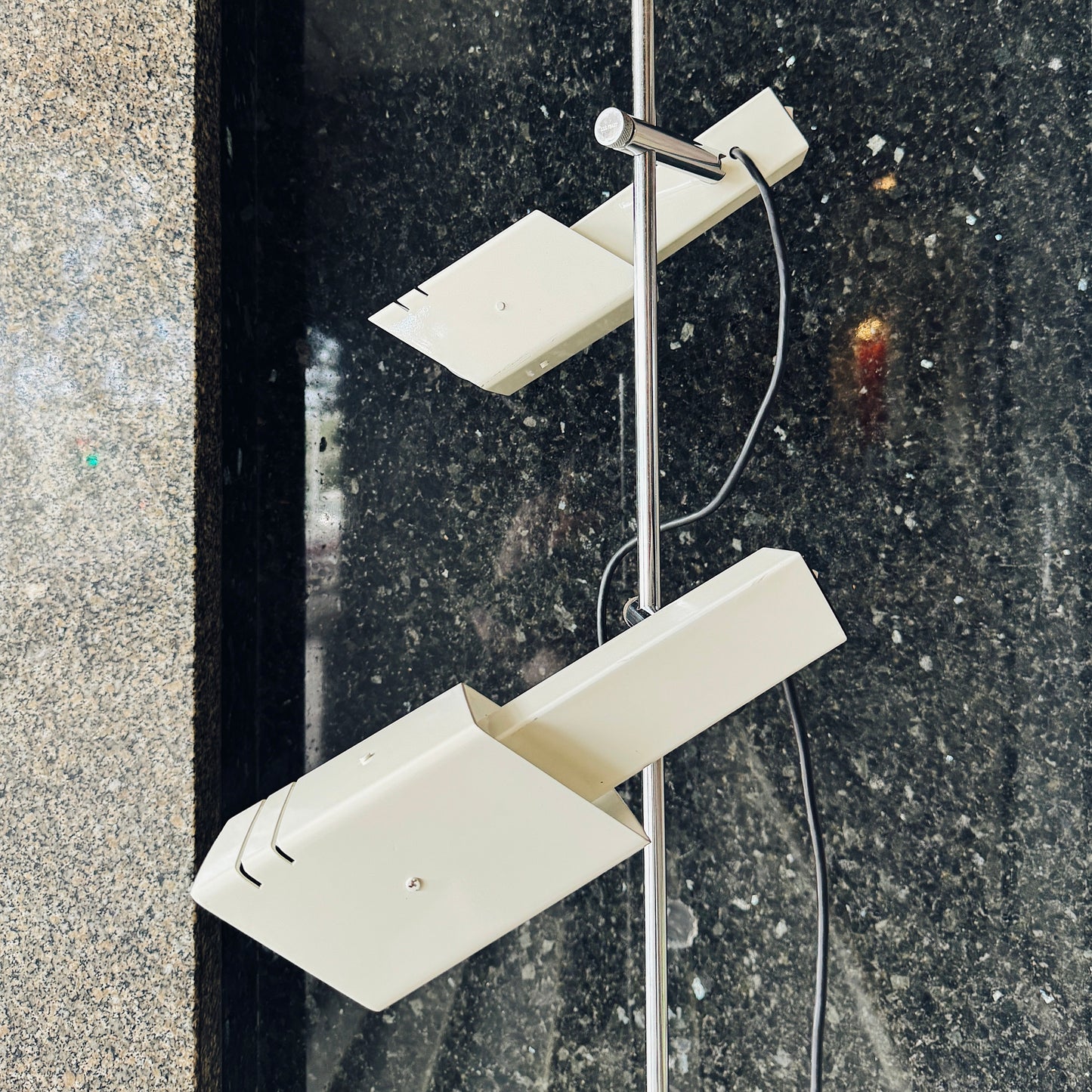 OSLO / 1980s Ivory Space Age Dual Head Floor Lamp