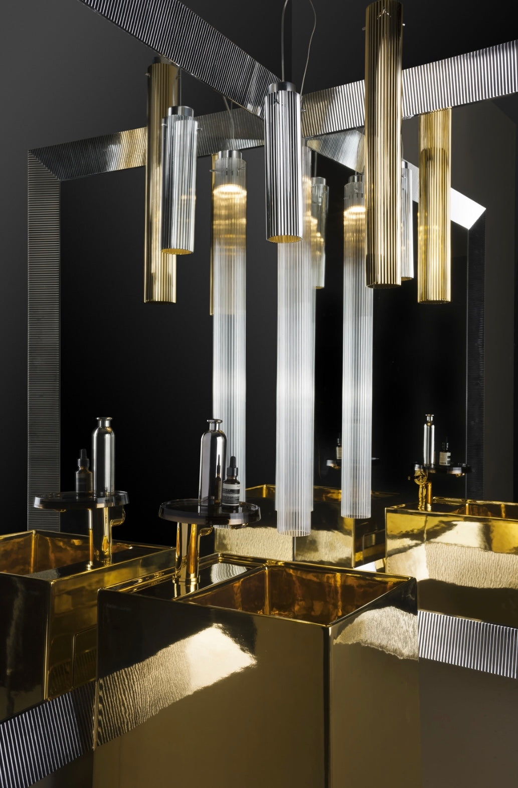 KARTELL / Rifly Metallic Gold Suspension Lamp by Ludovica + Roberto Palomba