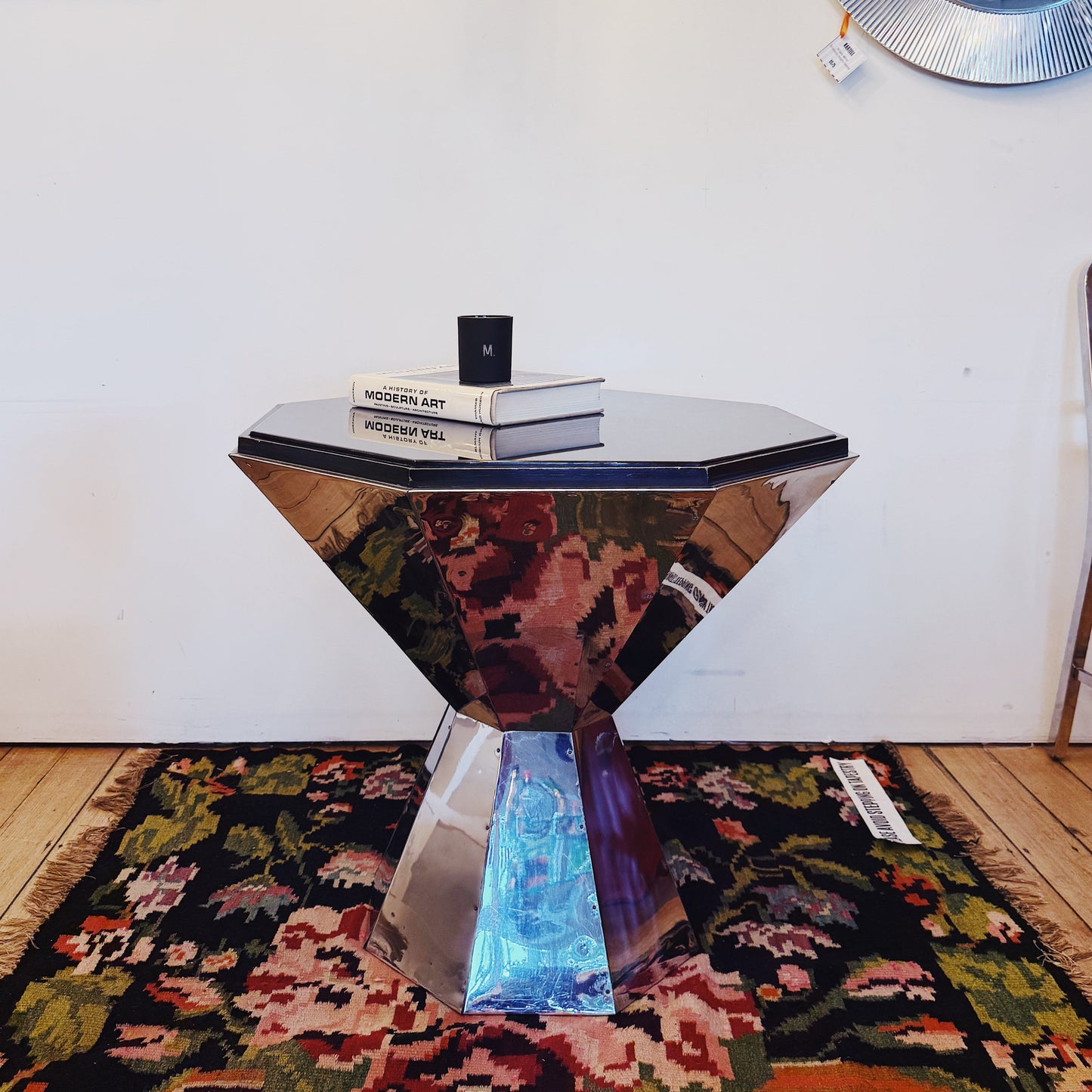 VINTAGE / Tavolo Ottagonale - Chrome, Wood + Black Glass