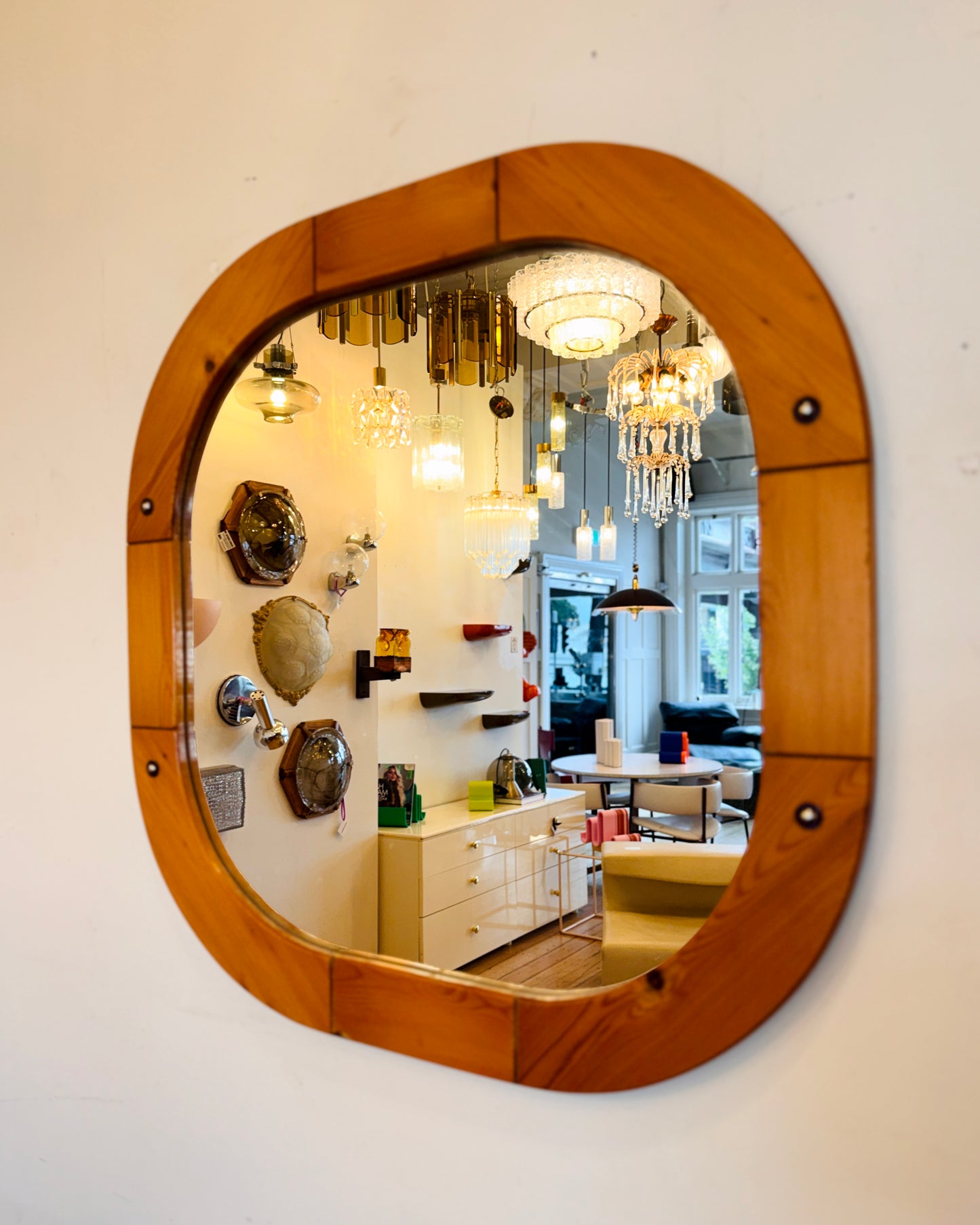 VINTAGE / 1970s Scandinavian Pinewood Mirror