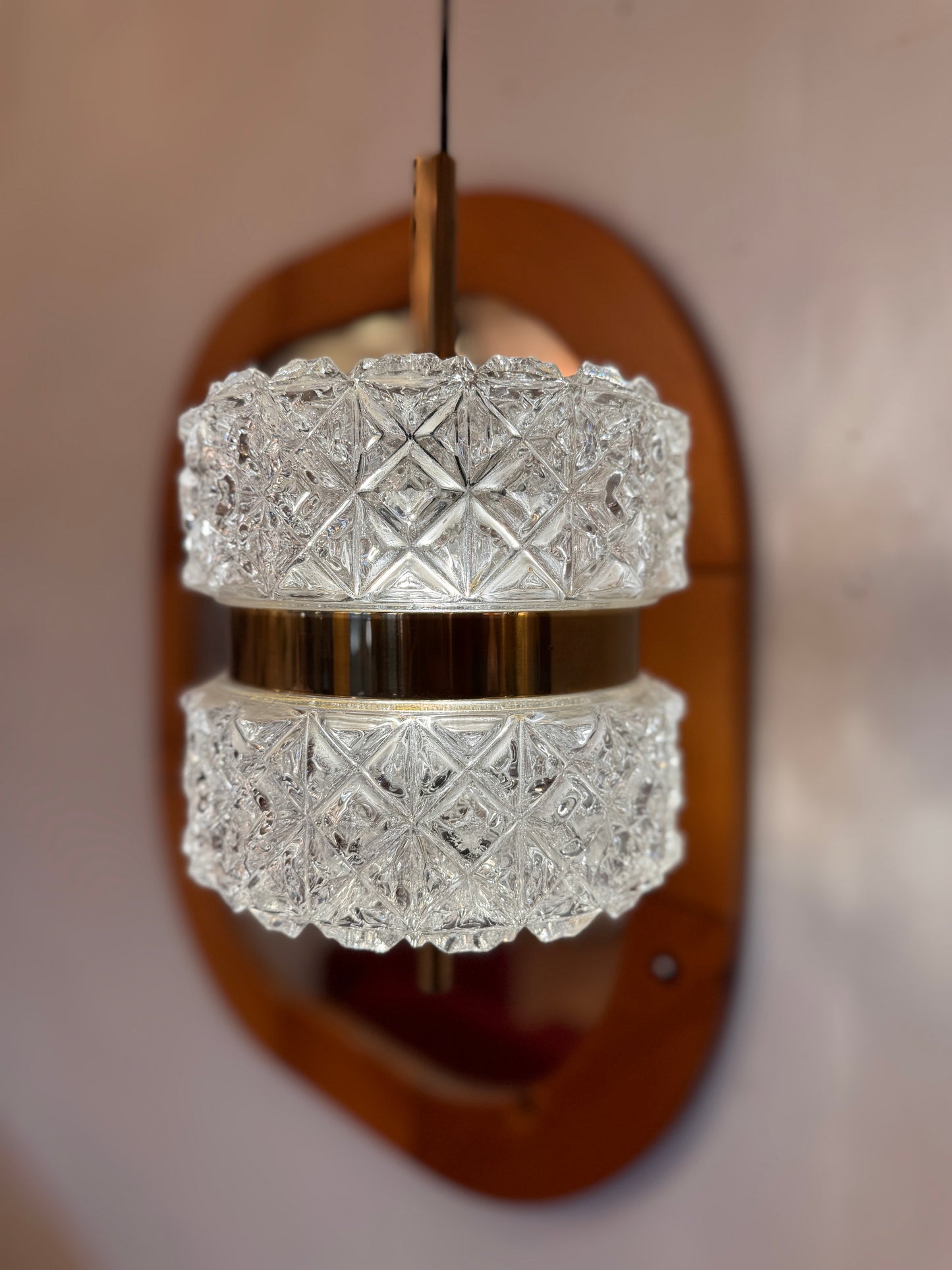 VINTAGE / 1960s Austrolux Crystal Glass Pendant Light