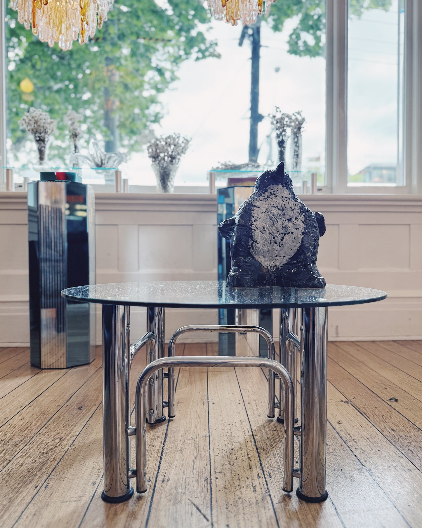 VINTAGE / Chrome & Clear Glass Coffee Table