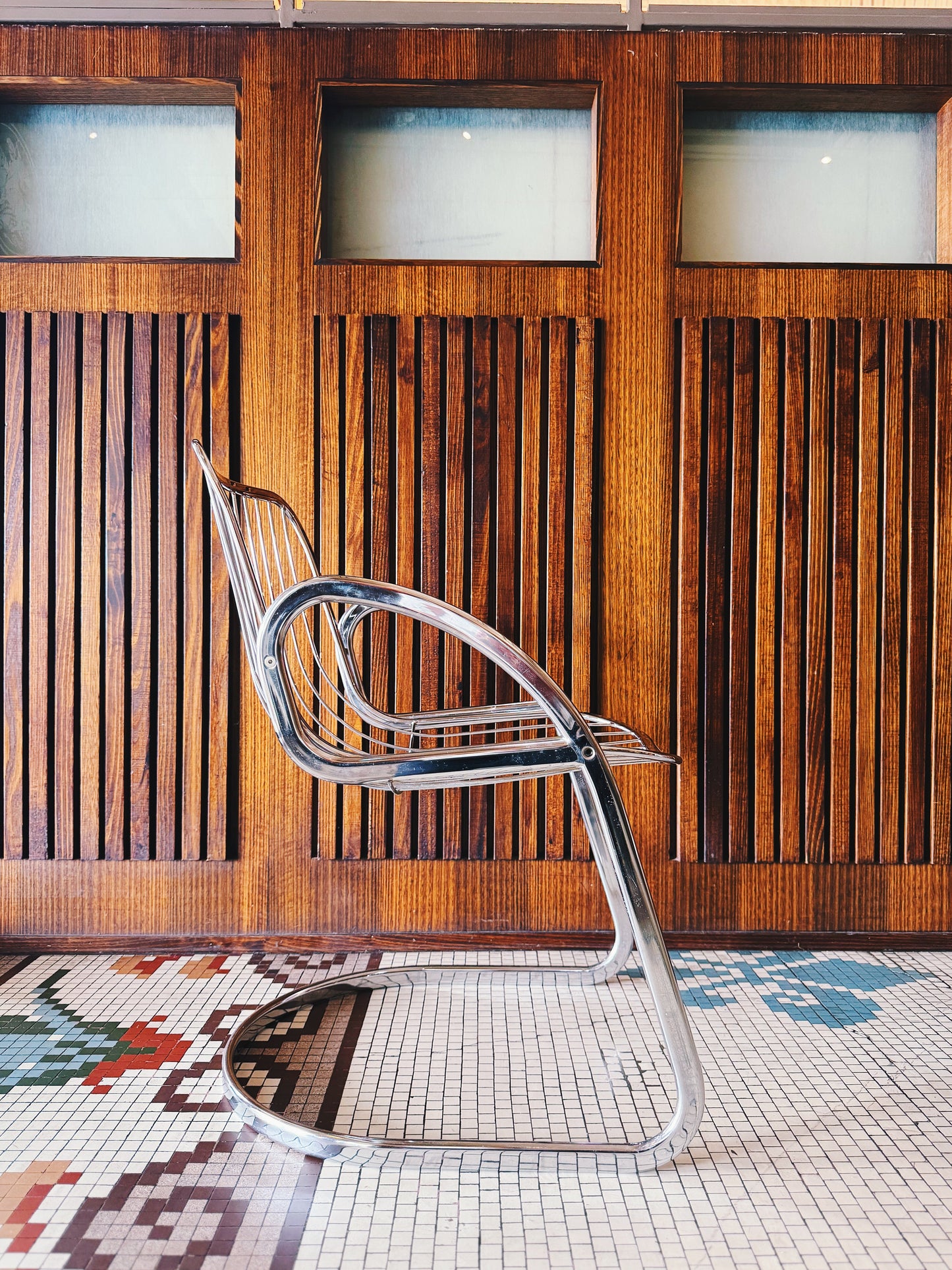 SPACE AGE / Italian Curved Chrome Chairs