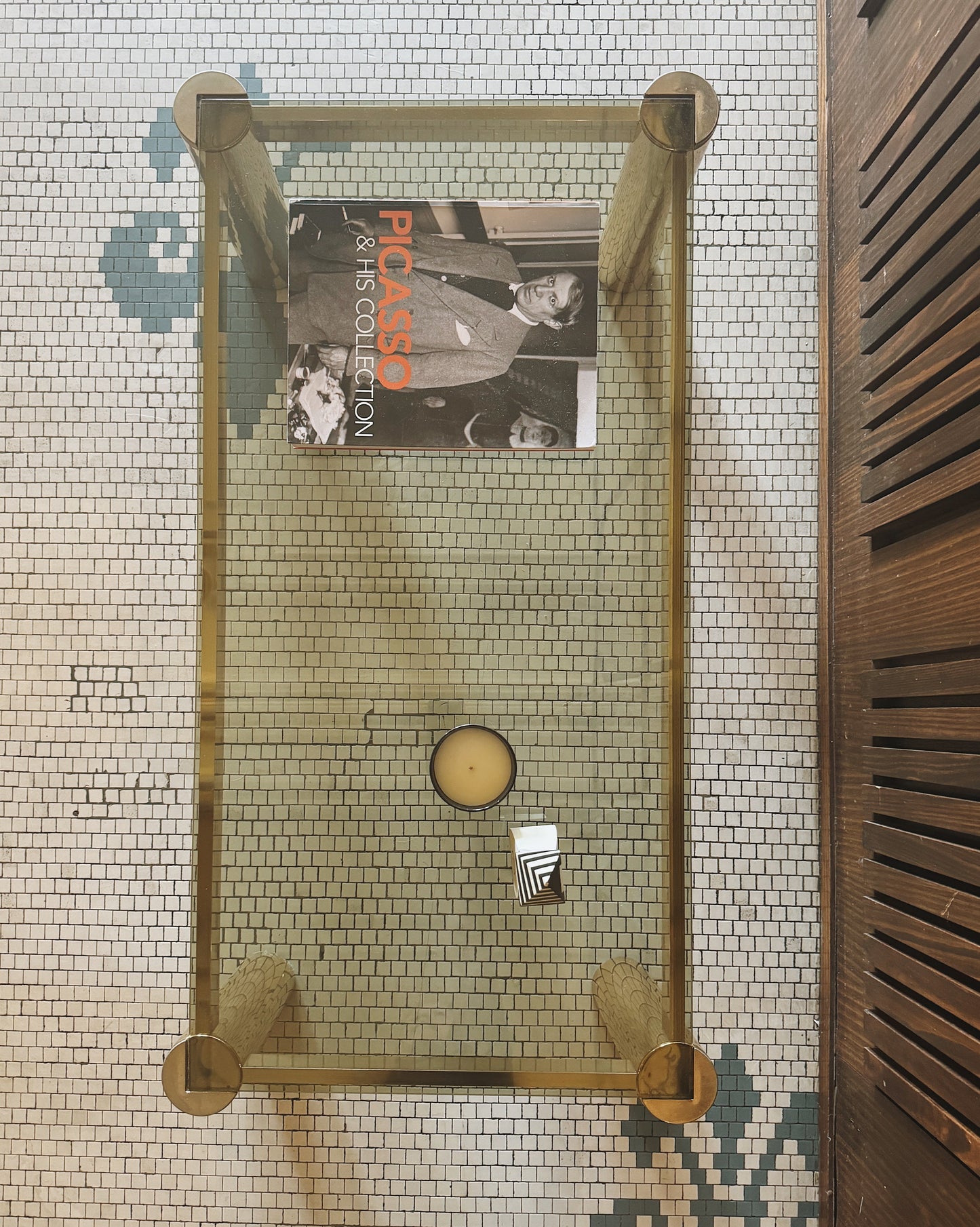 VINTAGE / Gold w/Bronze Fumé Glass Top