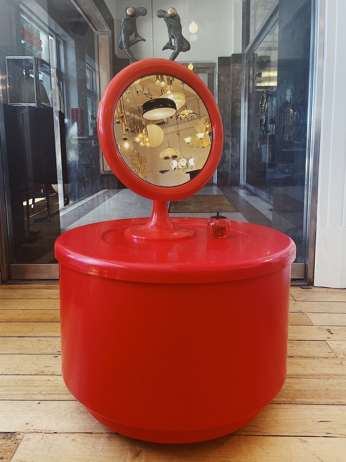 KARTELL / Vintage Storage Table in Apple Red by Giotto Stoppino