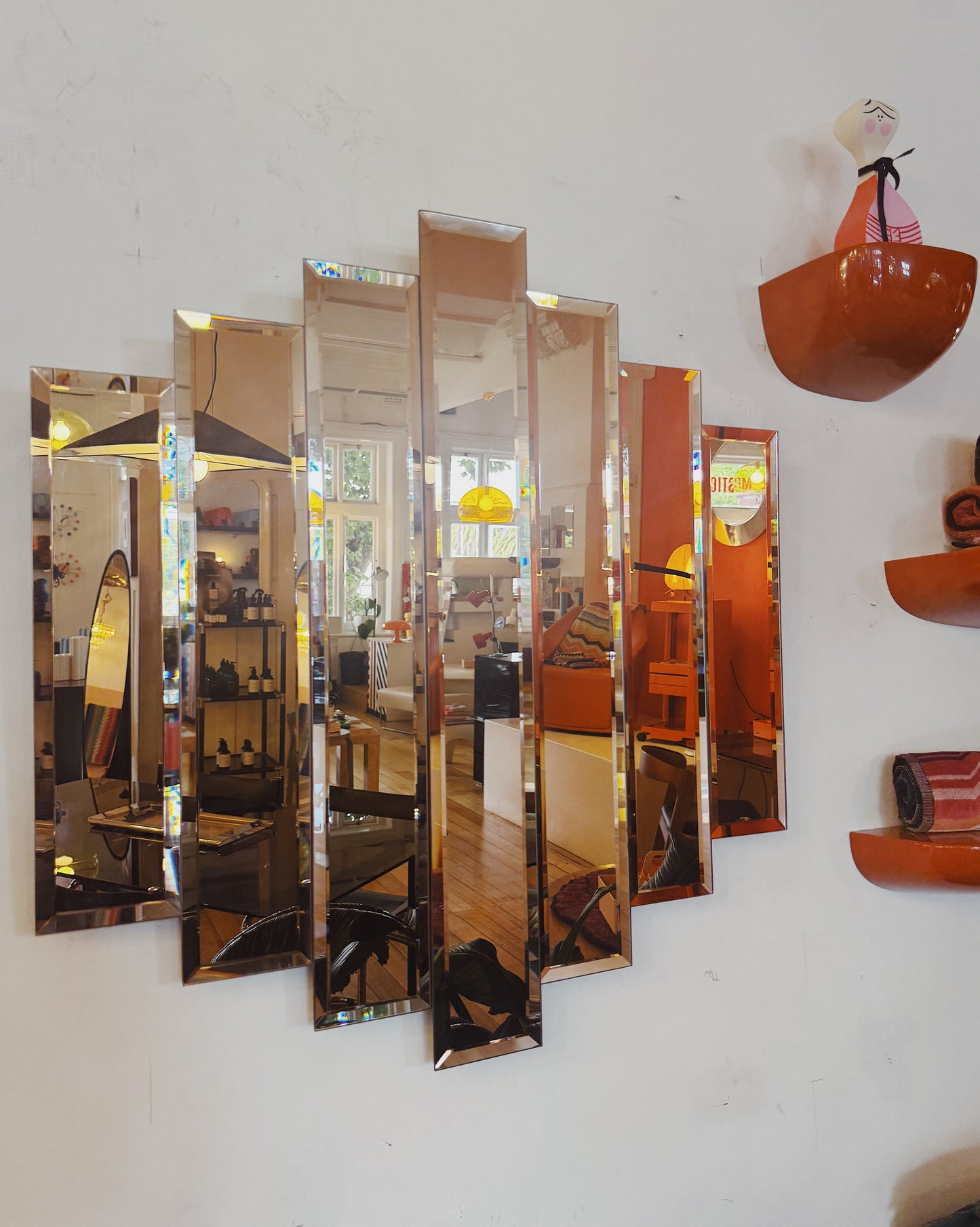VINTAGE / Strip Panelled Rose Gold Mirror