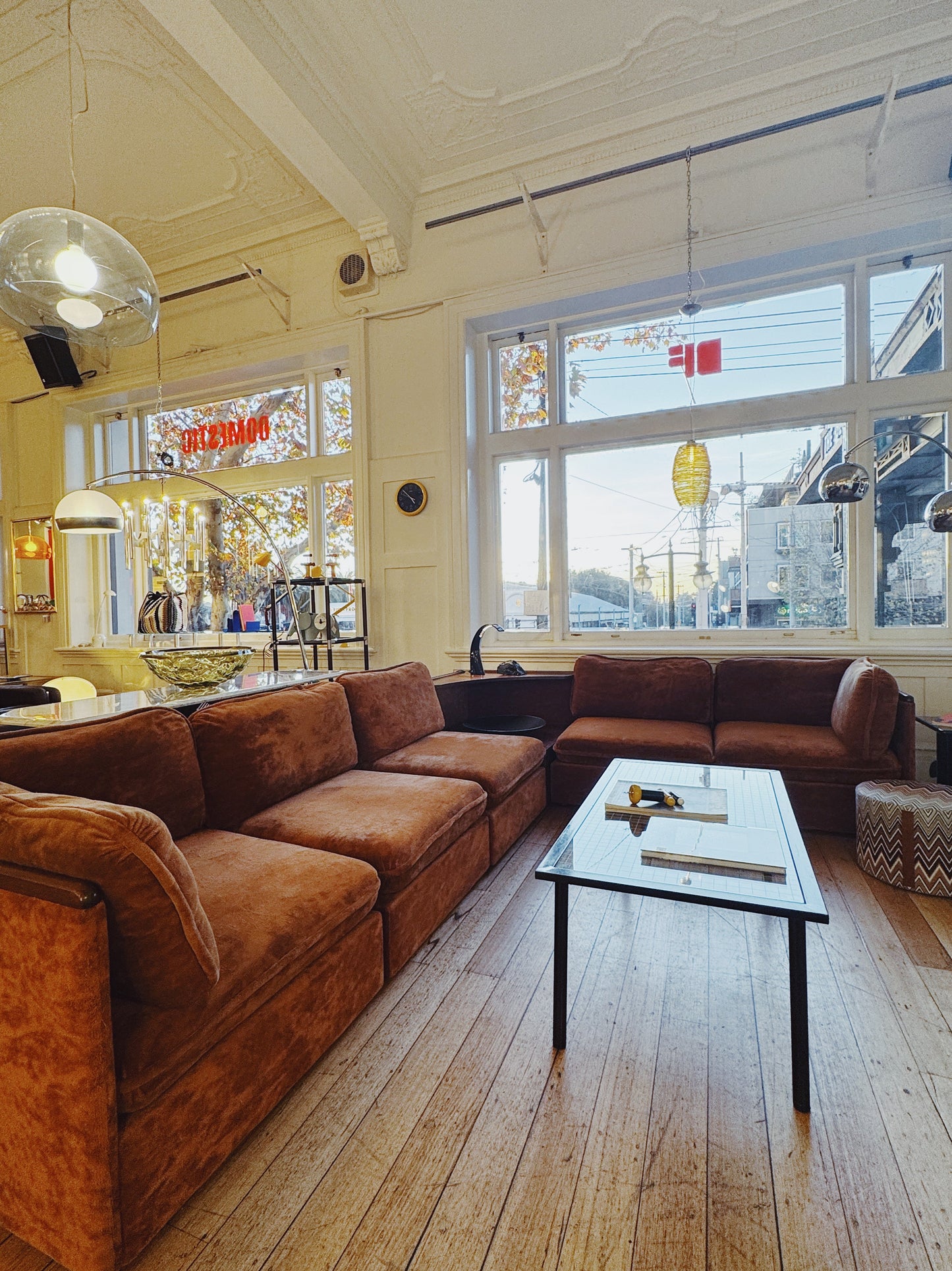 VINTAGE MODULAR / 1970s Cognac Terry/Velour sofa