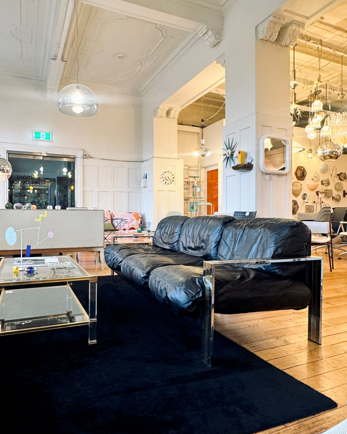 VINTAGE / Romeo Rega Leather & Chrome Sofa