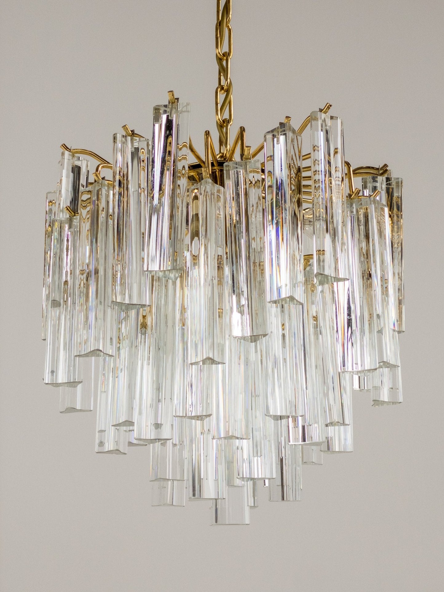 DORIA / German Crystal 1970s 3 Tier Waterfall Chandelier