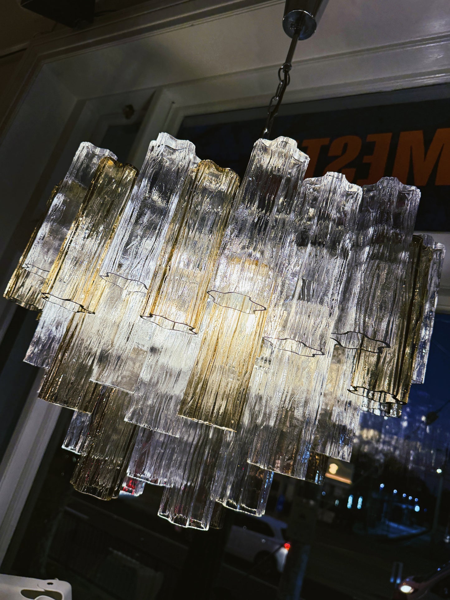 TRONCHI CHANDELIER / Vintage Oval Two Tone Venetian Chandelier