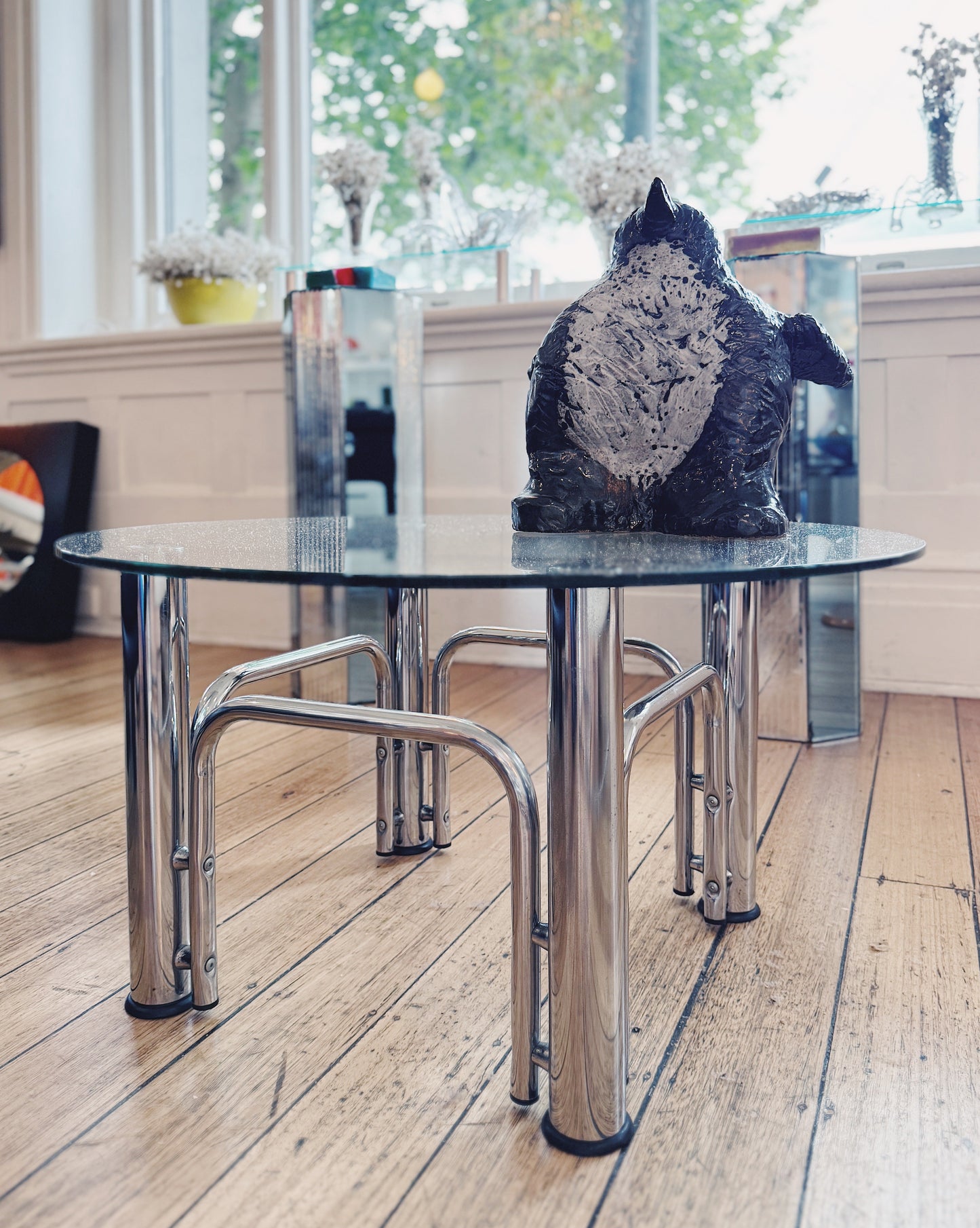 VINTAGE / Chrome & Clear Glass Coffee Table