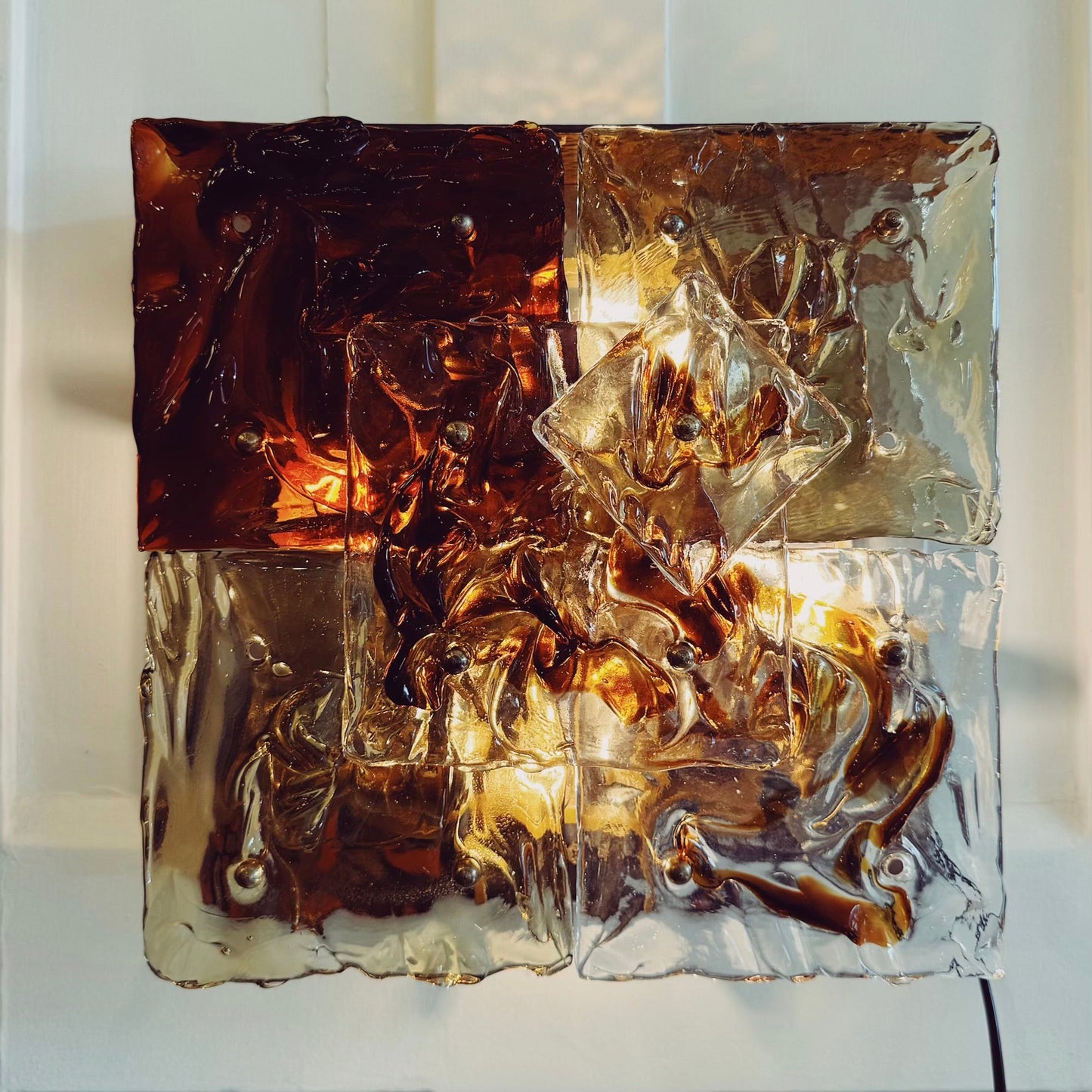VENINI / 1970s Murano Glass Patchwork Wall Sconce by Toni Zuccheri