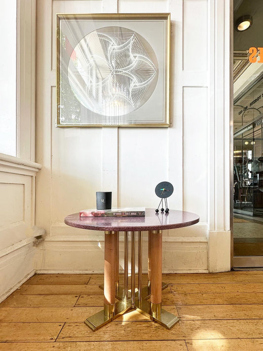 VINTAGE / Brass, Timber + Terrazzo Table