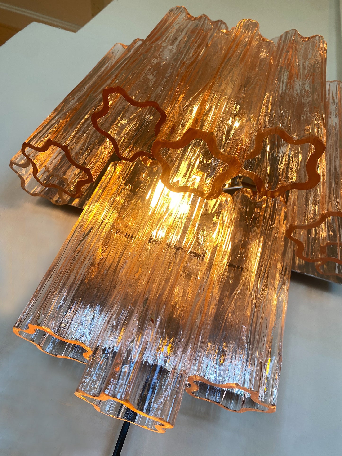 VENINI / Soft Pink Murano Tronchi Wall Sconce