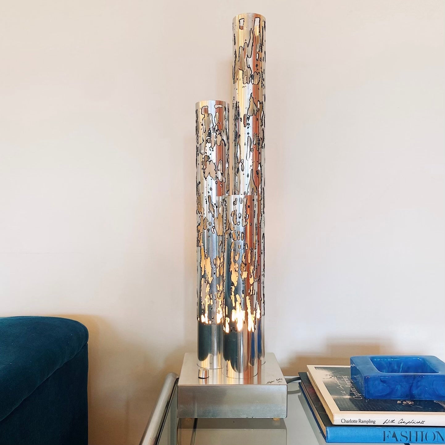 STEPHEN DALY / Brutalist Chrome Tri Column Lamp