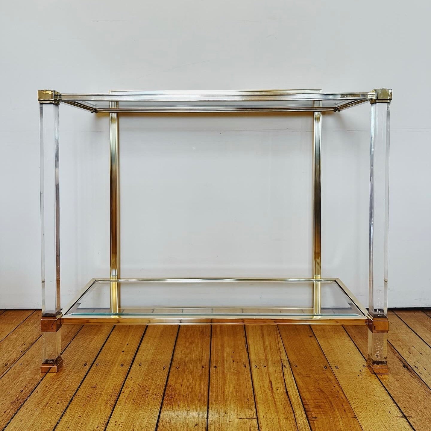 PIERRE VANDEL PARIS / 1970s Lucite & Gold Gilt Console Table