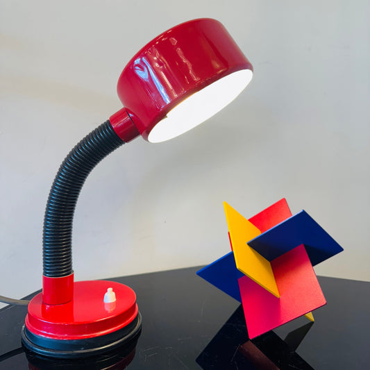 VINTAGE / Retro Gooseneck Desk Lamp - Red
