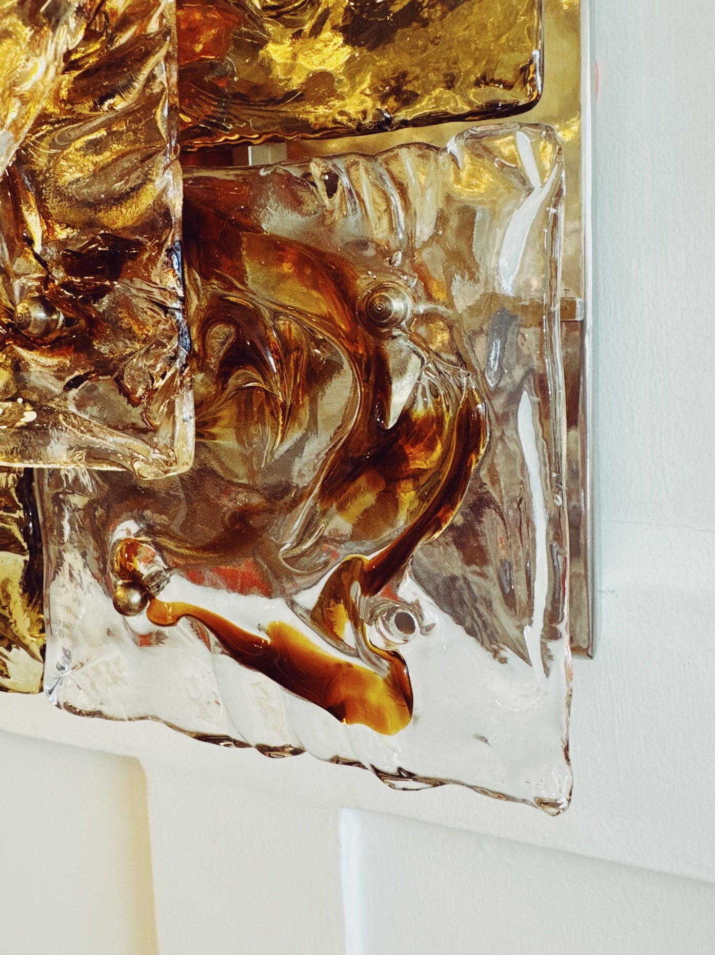 VENINI / 1970s Murano Glass Patchwork Wall Sconce by Toni Zuccheri