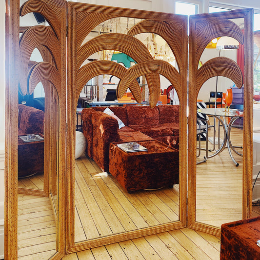 VIVAI DEL SUD / 1970s Bamboo Mirrored Screen