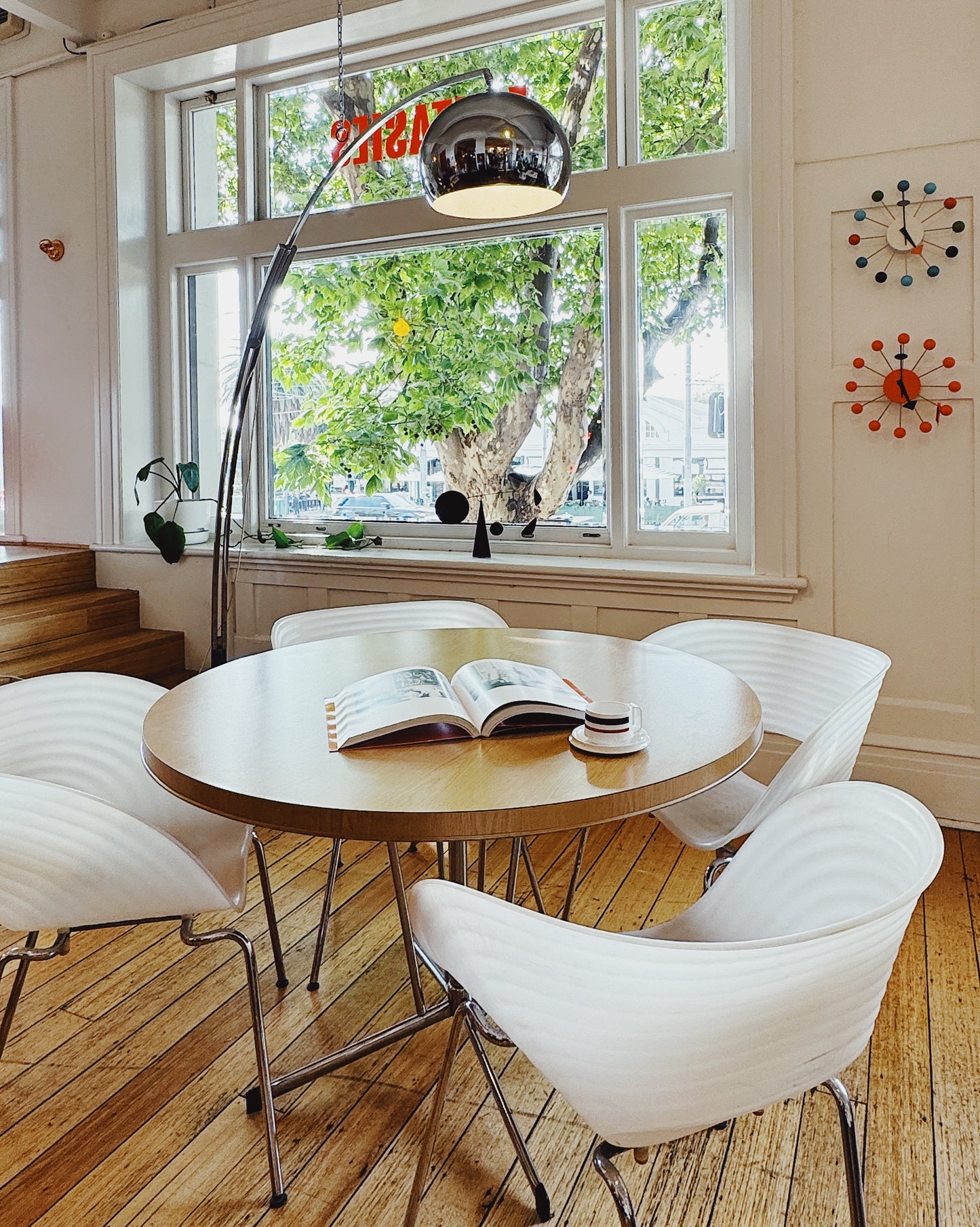 VINTAGE / 1960s Chrome Blond wood Laminate Table