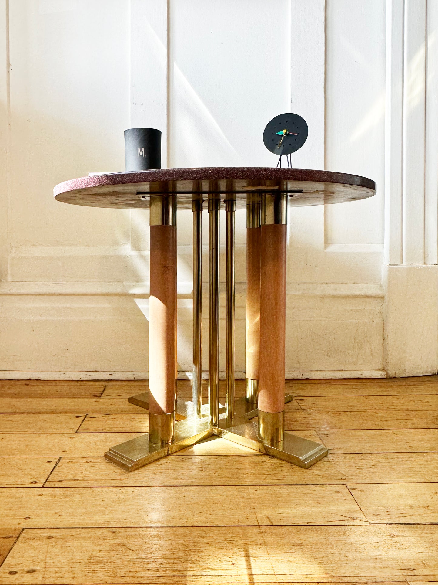 VINTAGE / Brass, Timber + Terrazzo Table