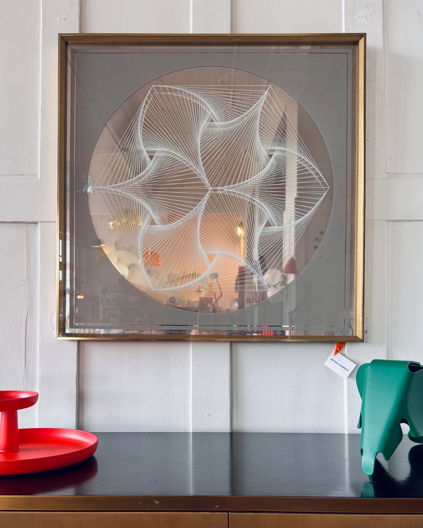 OP ART / Vintage 1970s Wall Mirror Signed by Sh.Gabbay