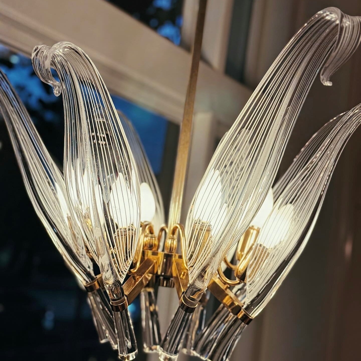 FRANCO LUCE / Seguso Giant Leaf Murano Glass Chandelier