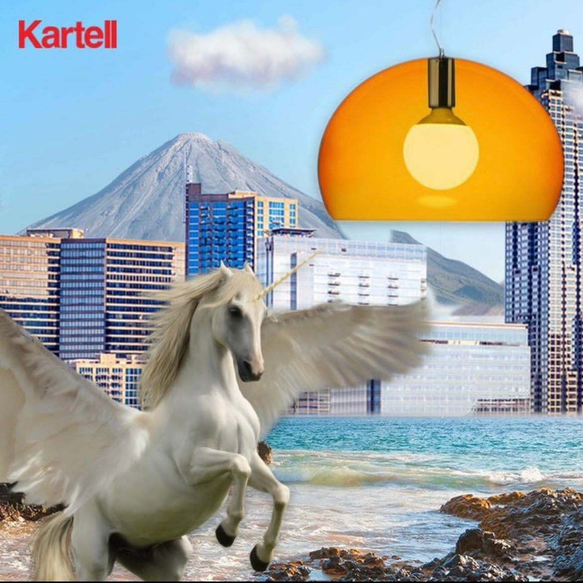KARTELL / FL/Y Orange Pendant Lamp by Ferruccio Laviani