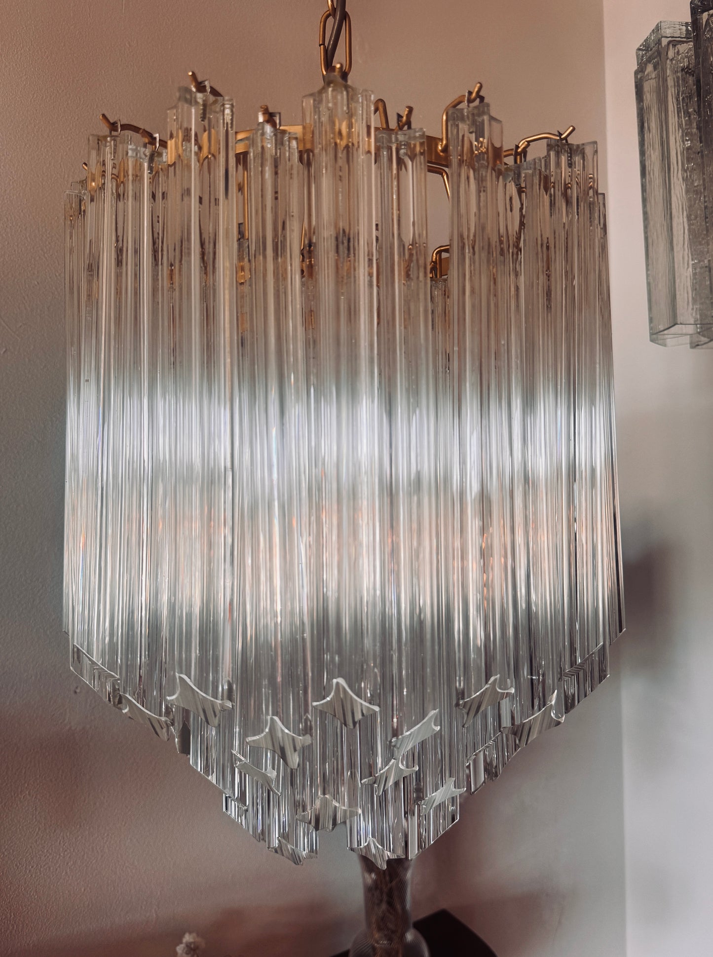 VENINI / Vintage Quadriedri 3 Tier Glass Chandelier