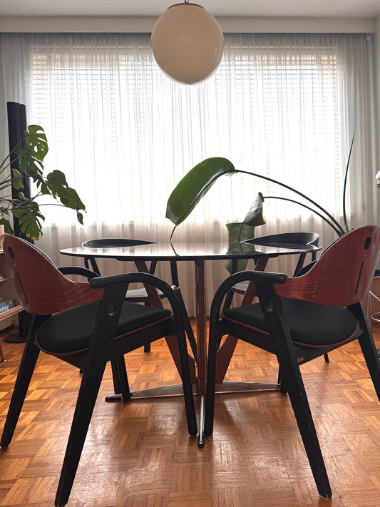 VINTAGE/ 1970s Namco Dining Table w/refitted Smoke Bronze Glass Top