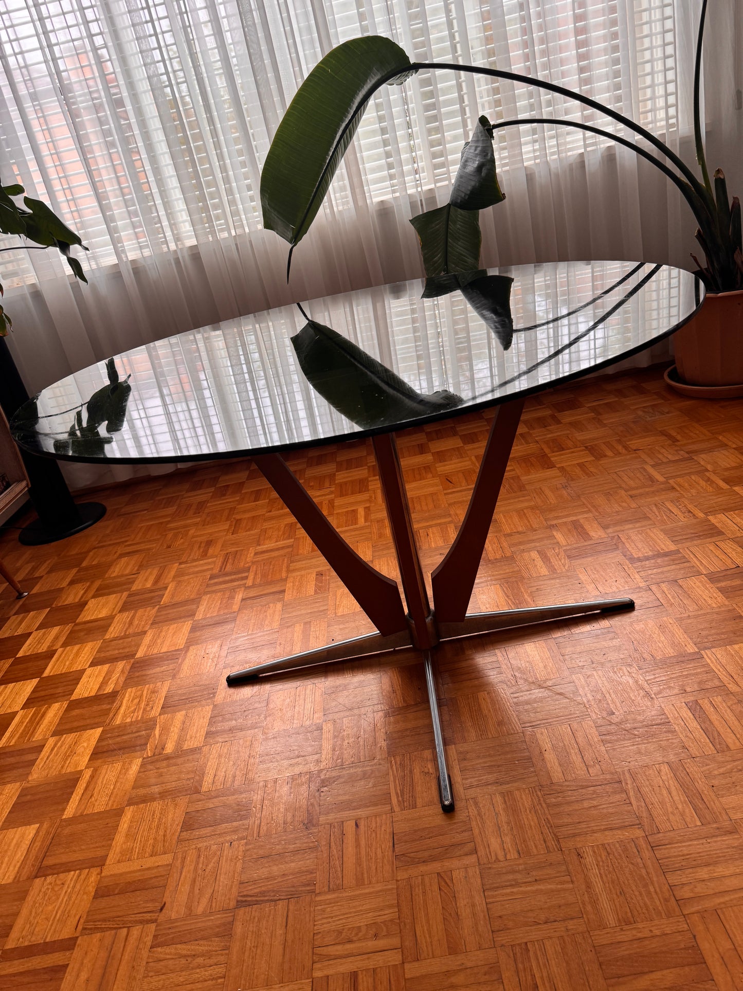 VINTAGE/ 1970s Namco Dining Table w/refitted Smoke Bronze Glass Top
