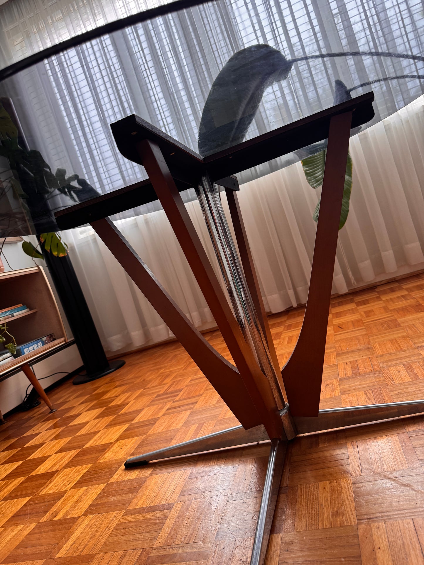 VINTAGE/ 1970s Namco Dining Table w/refitted Smoke Bronze Glass Top