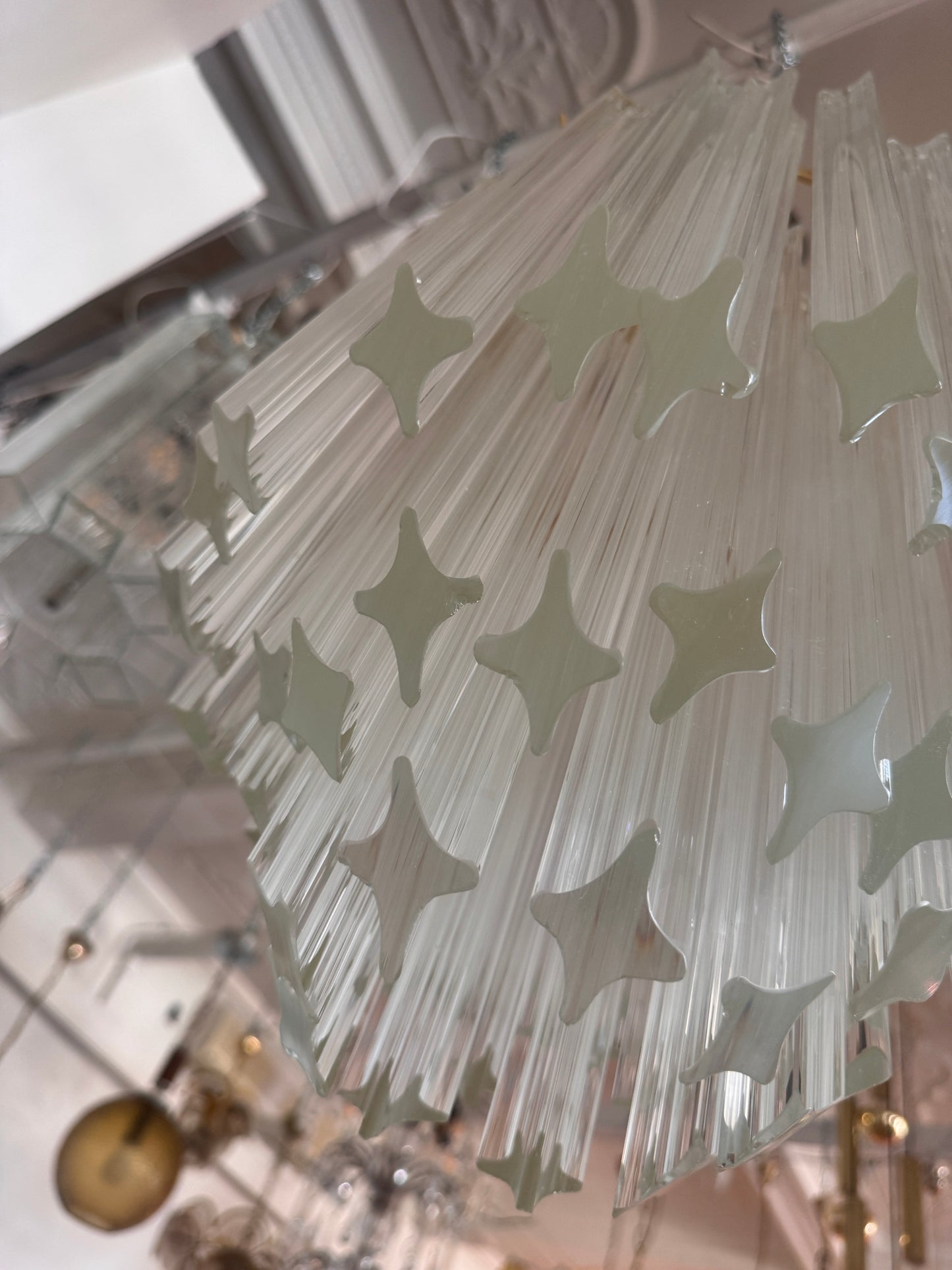 VENINI / Vintage Quadriedri 3 Tier Glass Chandelier