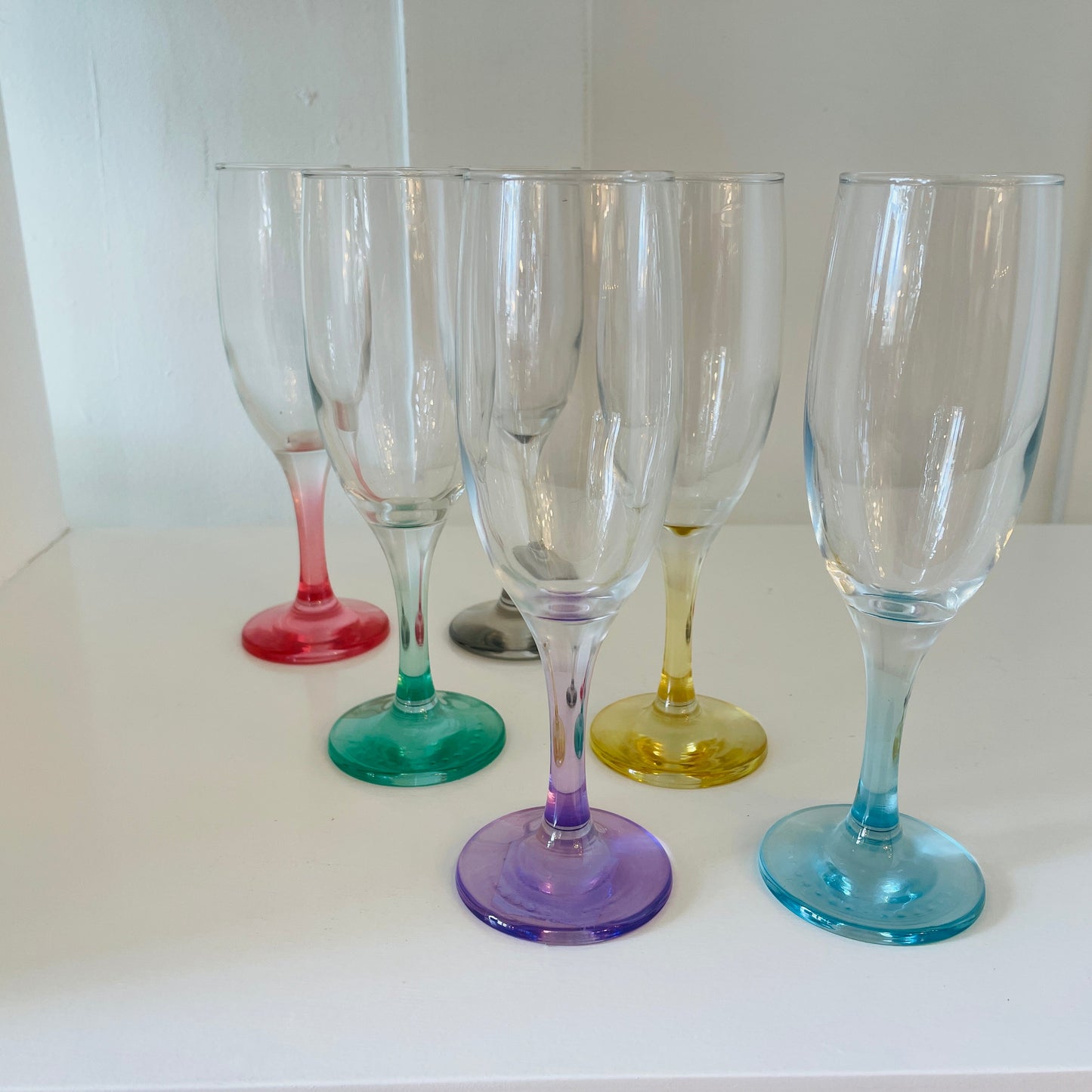 VINTAGE / Jelly Hued Glass Champagne Flutes