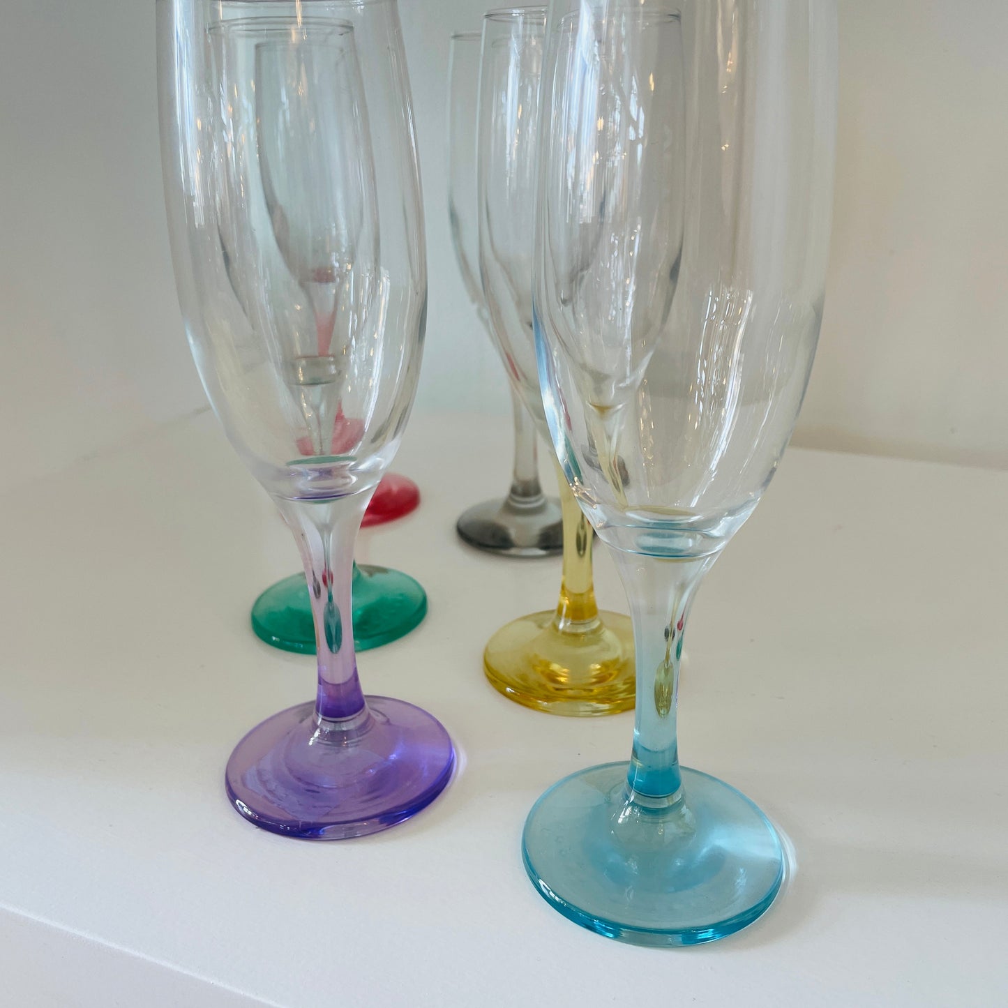 VINTAGE / Jelly Hued Glass Champagne Flutes